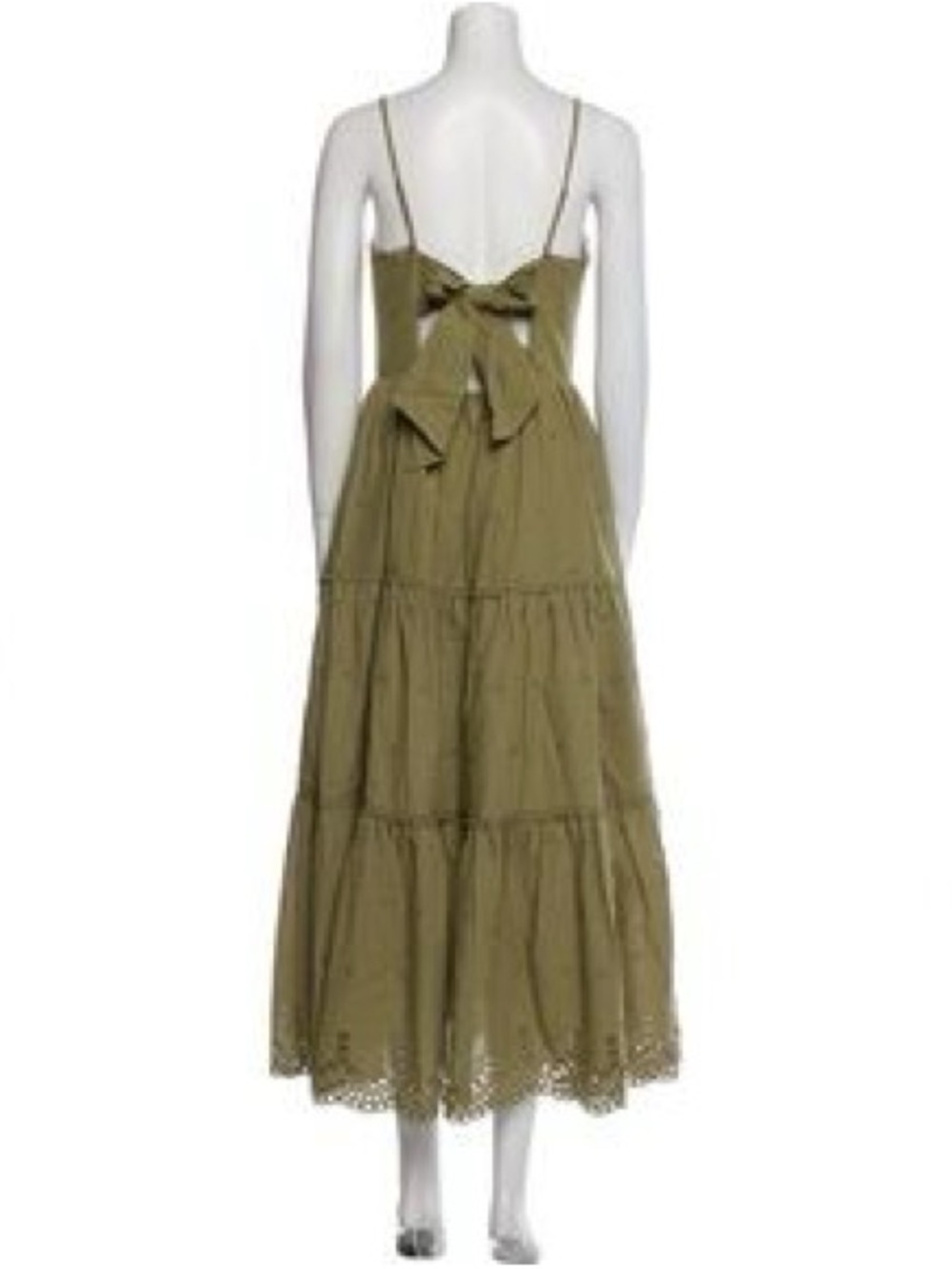 NEW Caroline Constas Green Cotton Eyelet Lace Midi Dress Luxury Vacation.     17 - Picture 5 of 11